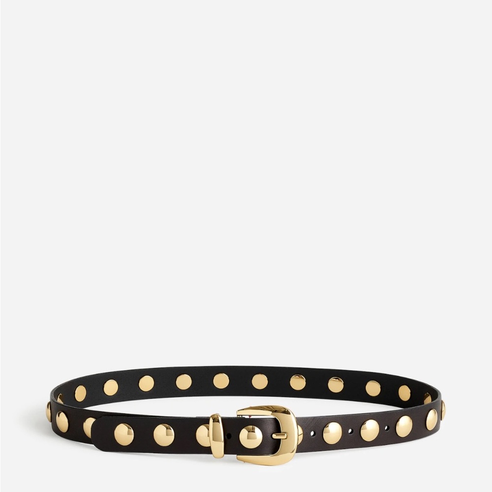 NWT Madewell Black and Gold Studded Western Belt